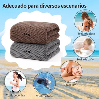 Foto 2 | Toallas de Baño Completo Grande 70×140 cm 2 Piezas Gris Oscuro y Marrón