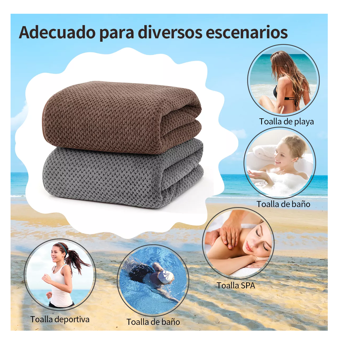 Foto 4 pulgar | Toallas De Baño Completo Grande 70×140 Cm 2 Piezas Gris Oscuro Y Marrón