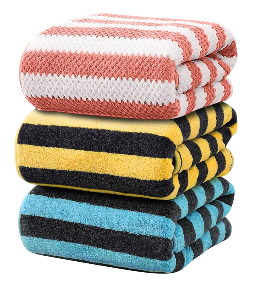 Toallas de Baño Grandes Lana Rayadas 3 piezas $731