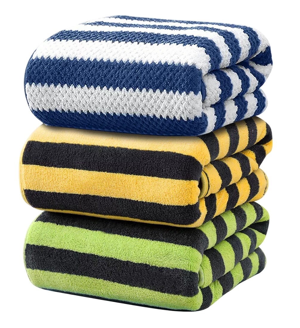 Toallas de Baño Grandes Lana Rayadas 3 piezas $682