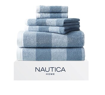 Foto 1 | Toallas De Baño Nautica Oak Lake Blue De 6 Piezas Muy Absorbentes - Venta Internacional.
