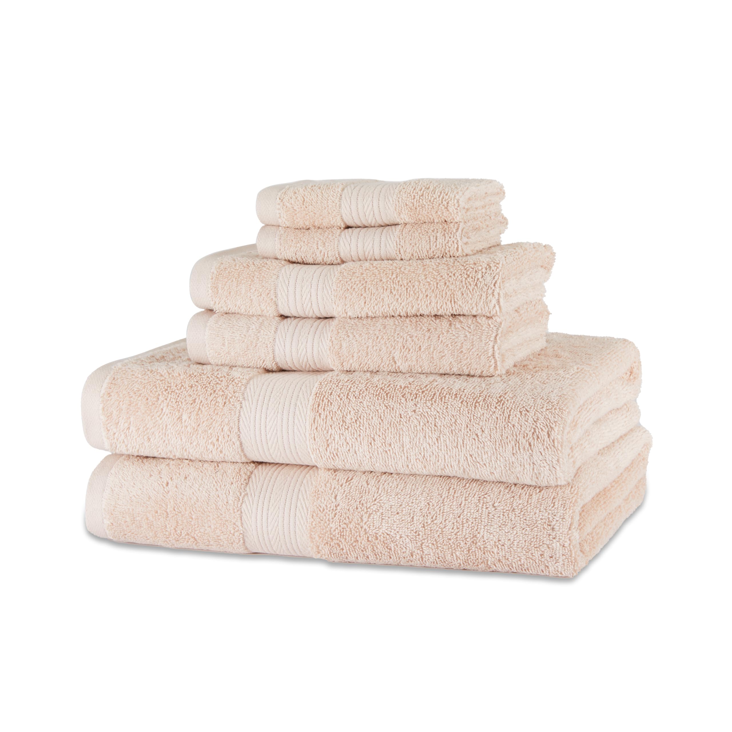 Juego de Toallas Amazon Basics de Algodón Orgánico 6 Piezas Rosa Pálido - Venta Internacional
