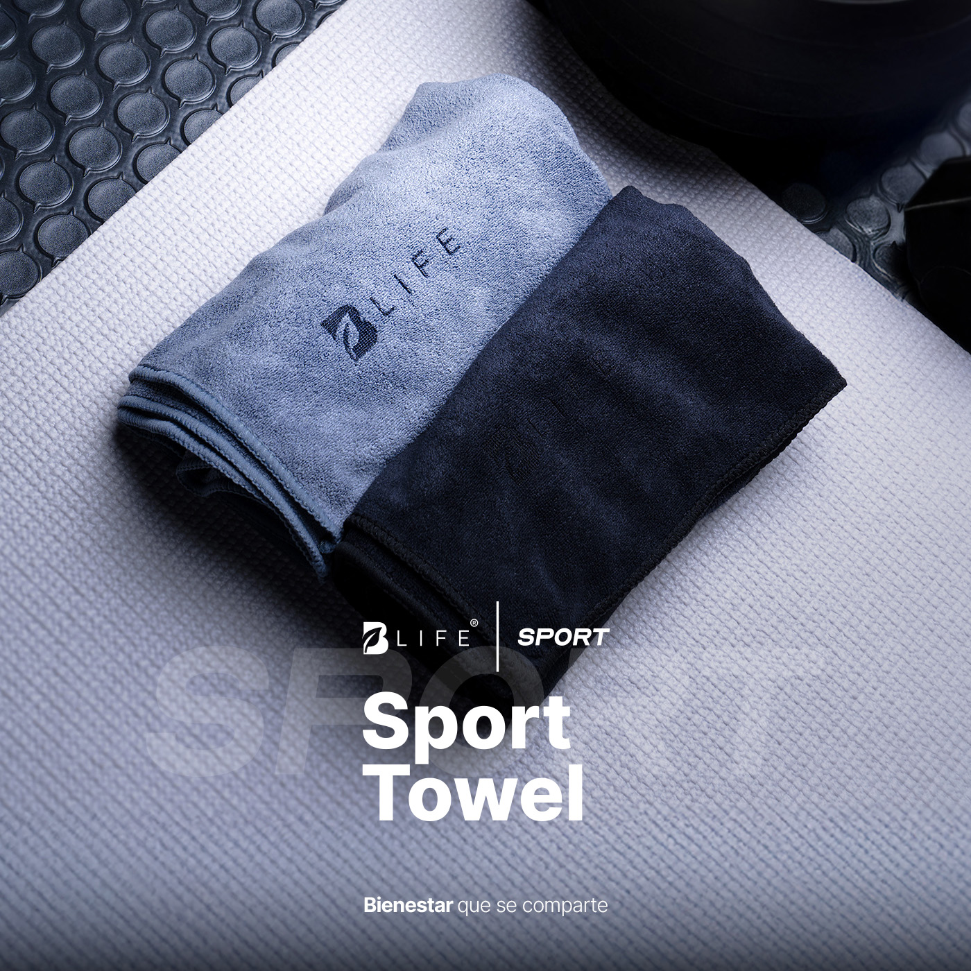 Foto 6 | Kit 5 Toallas Deportivas B Life de Microfibra Negro y Gris Absorbentes Secado Rápido