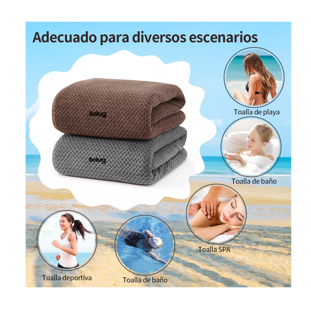 Foto 3 pulgar | Toallas De Baño Completo Grande 70×140 Cm 2 Piezas Gris Oscuro Y Marrón Belug