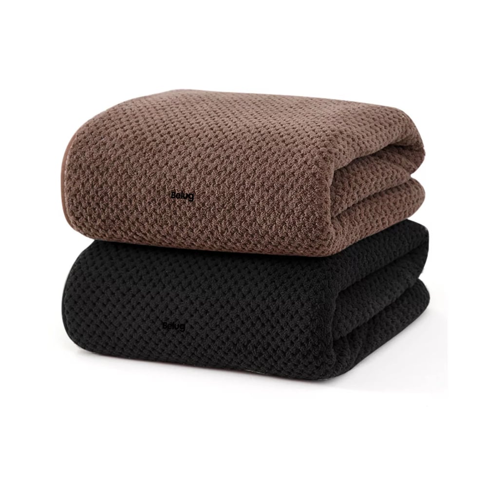 Toallas De Baño Completo Grande 70×140 Cm 2 Piezas Marrón Y Negro Belug $569