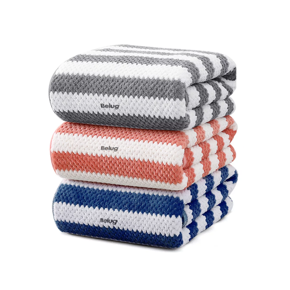 Foto 1 | Toallas De Baño Completo Grande Lana Rayadas 3 Piezas, Combination 1 Gris, Coral Azul Blanco Belug