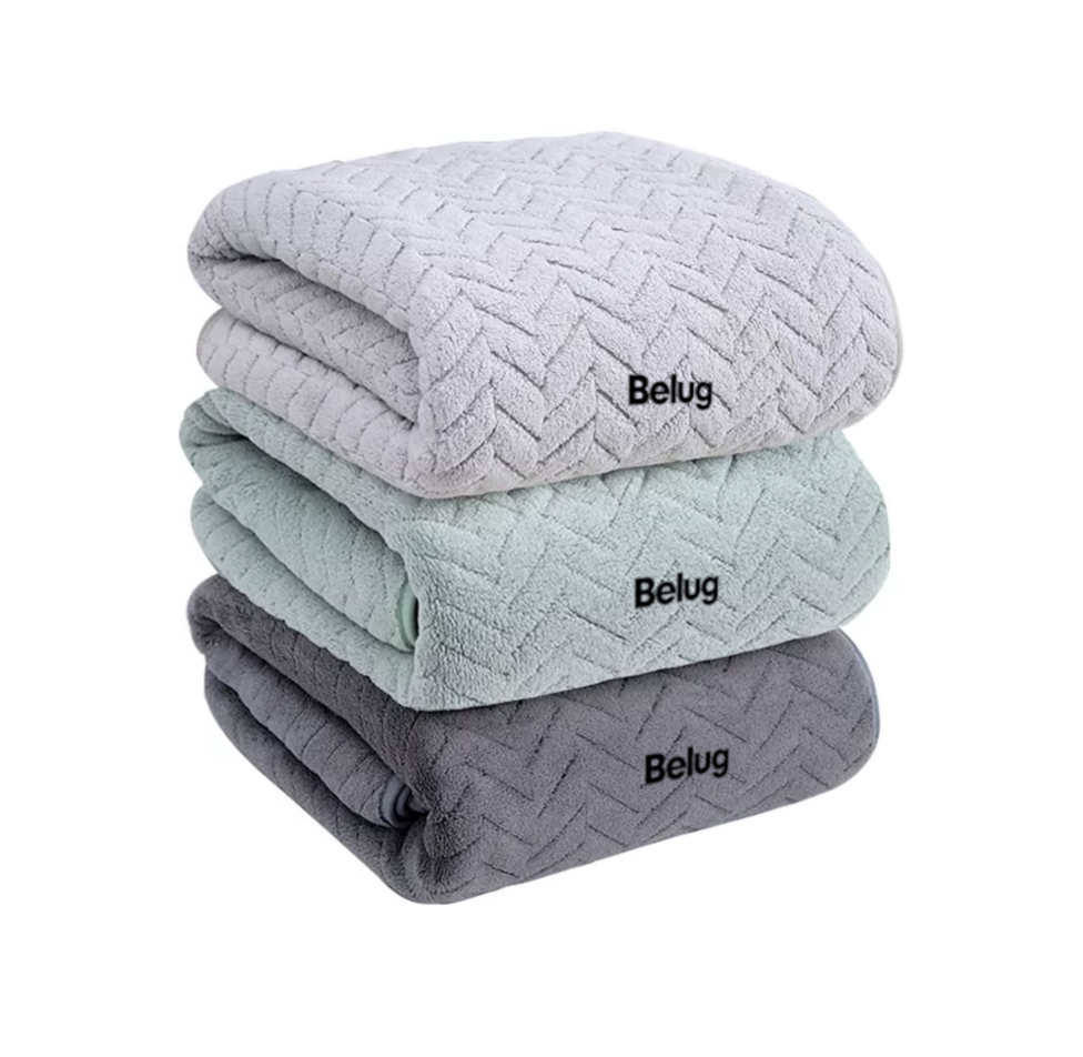 Foto 4 pulgar | Toallas De Baño Completo Grande 70×140 Cm 3 Piezas, Gris Oscuro + Gris Claro + Verde Belug