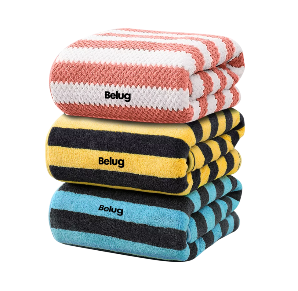 Foto 1 | Toallas De Baño Completo Grande Lana Rayadas 3 Piezas, Combination 2 Coral Amarillo Azul Negro Belug