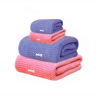Foto 1 | 4 Pzs Juego Toalla Baño,lana Coral Suave De Alta Densidad Rosa/morado Belug