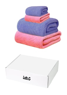 Foto 1 | Juego Toallas De Baño Lab.g, Lana Coral Suave De Alta Densidad 4 Pzs, Rosa/morado
