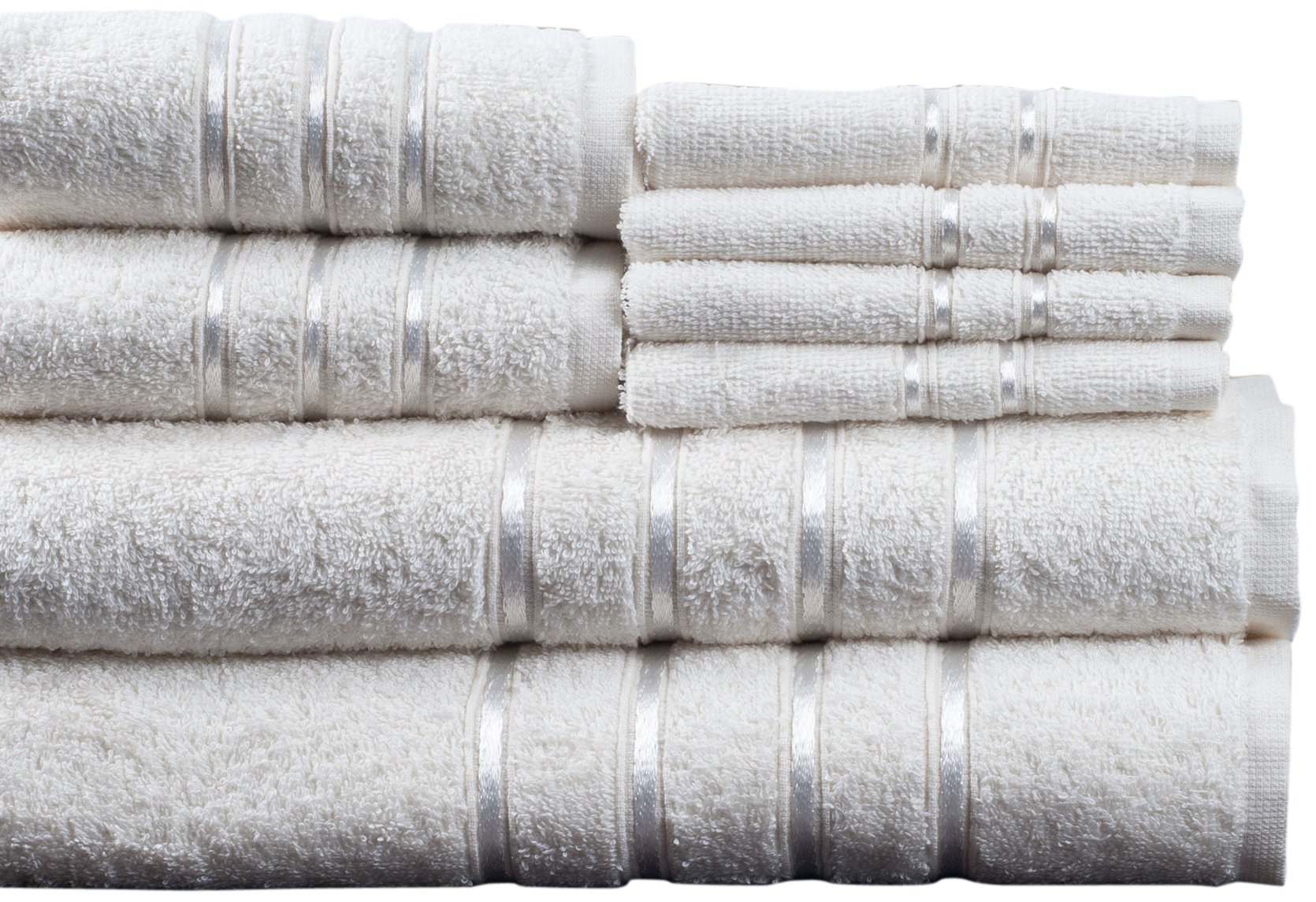 Juego De Toallas De Baño Lavish Home, 100% Algodón Afelpado, 650 G/m², Color Blanco - Venta Internacional.