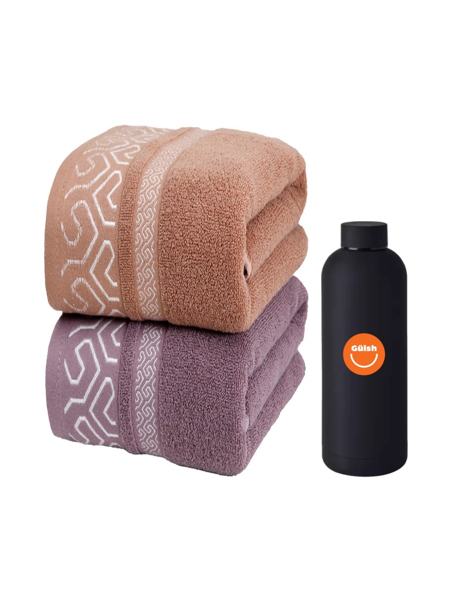 Toallas De Baño 2pzas + Termo De Agua Güish