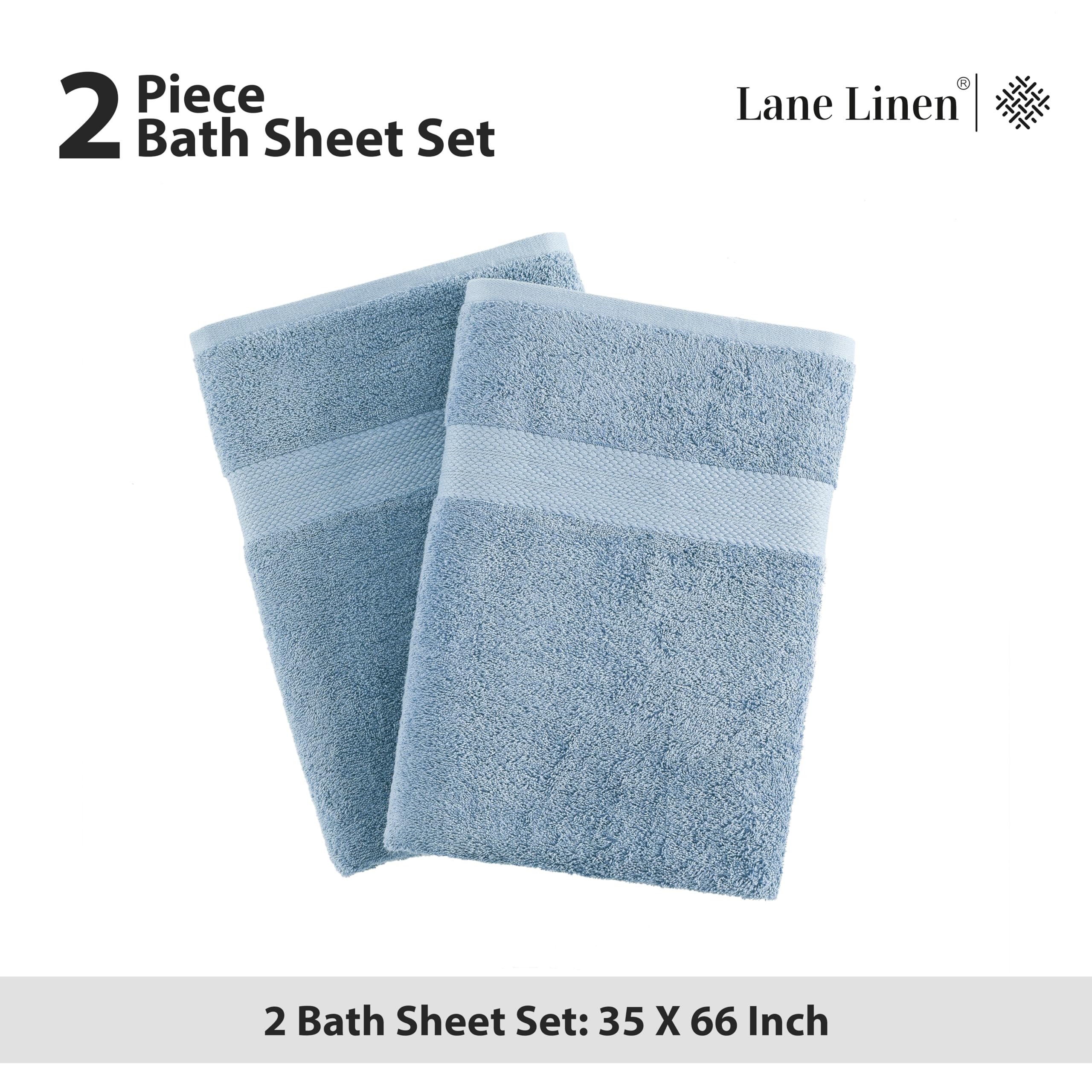 Foto 6 pulgar | Juego De Toallas De Baño Lane Linen, 100% Algodón, Azul Cerúleo, 35 X 66 Cm, Paquete De 2 - Venta Internacional.
