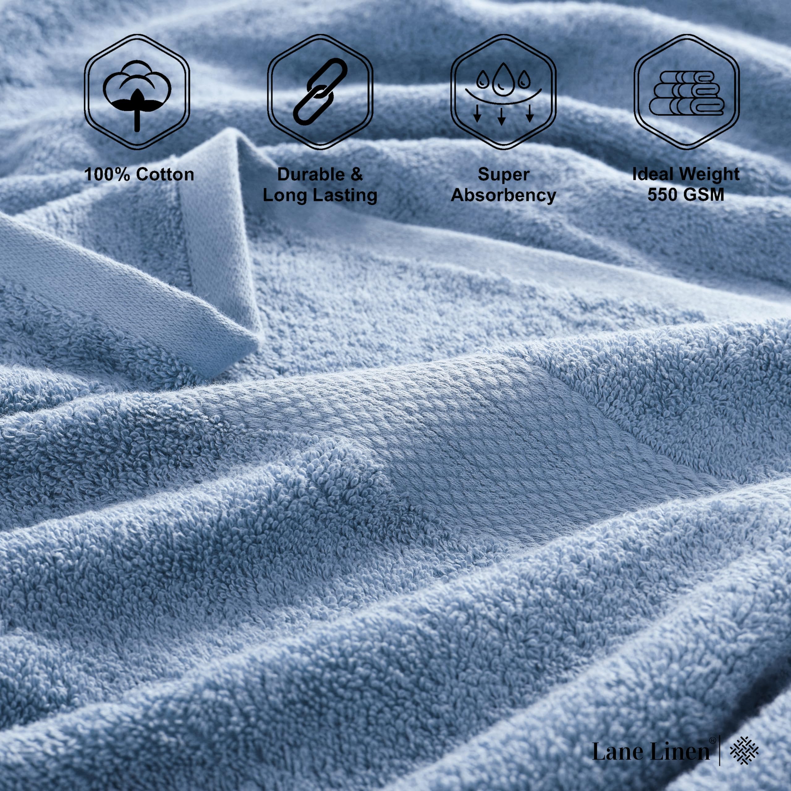 Foto 6 | Juego De Toallas De Baño Lane Linen, 100% Algodón, Azul Cerúleo, 35 X 66 Cm, Paquete De 2 - Venta Internacional.