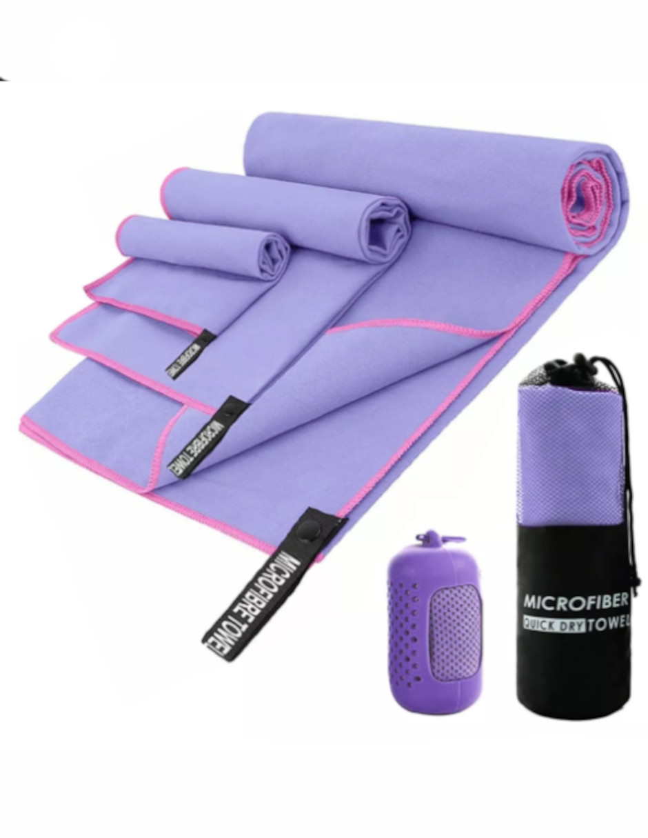 Foto 2 | Toalla Microfibra 3+1 Paquetes Color Violeta + Termo Güish Gratis