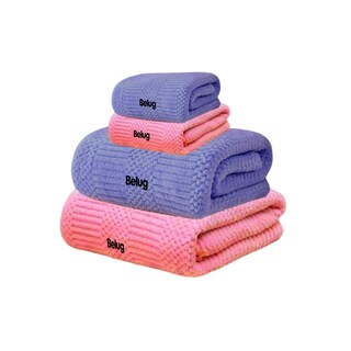 Foto 1 | 4 Pzs Juego Toalla Baño, Lana Coral Suave De Alta Densidad Belug, Azul Oscuro Y Rosa Profundo