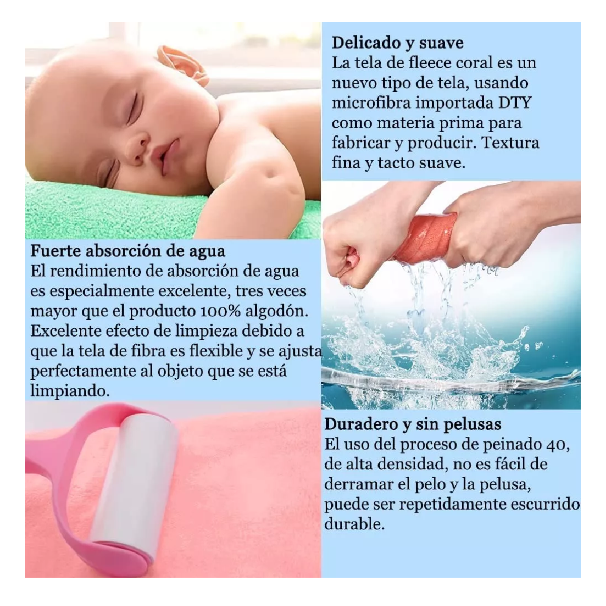 Foto 3 pulgar | 4 Pzs Juego Toalla Baño, Lana Coral Suave De Alta Densidad Belug,  Azul Oscuro Y Rosa Profundo