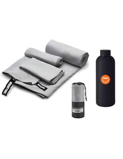Foto 1 | Toalla Microfibra 3+1 Paquetes Gris+ Termo Güish Gratis