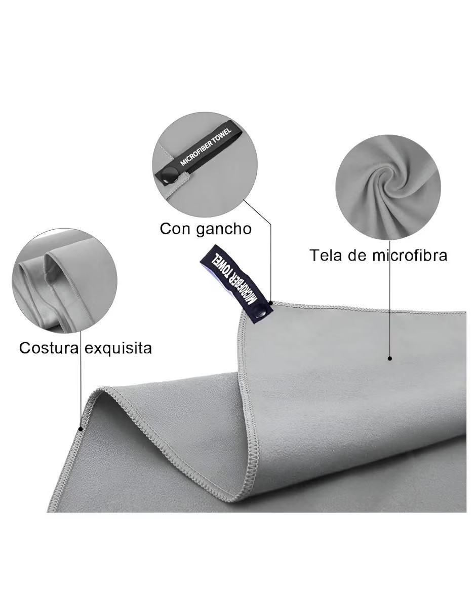 Foto 4 | Toalla Microfibra 3+1 Paquetes Gris+ Termo Güish Gratis