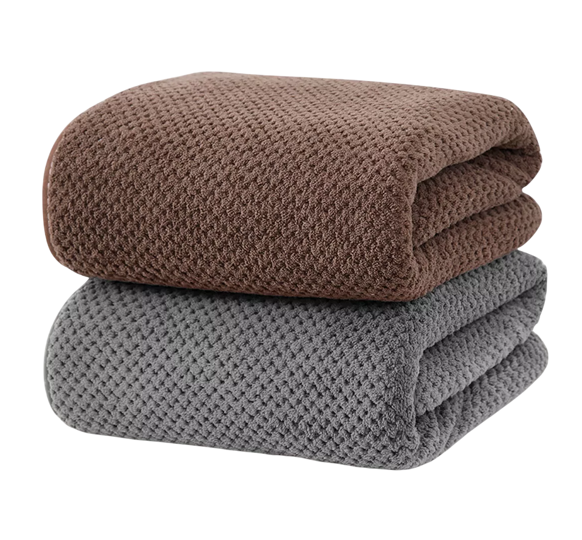 Foto 3 pulgar | Toallas De Baño Completo Grande 70×140 Cm 2 Piezas Gris Oscuro Y Marrón