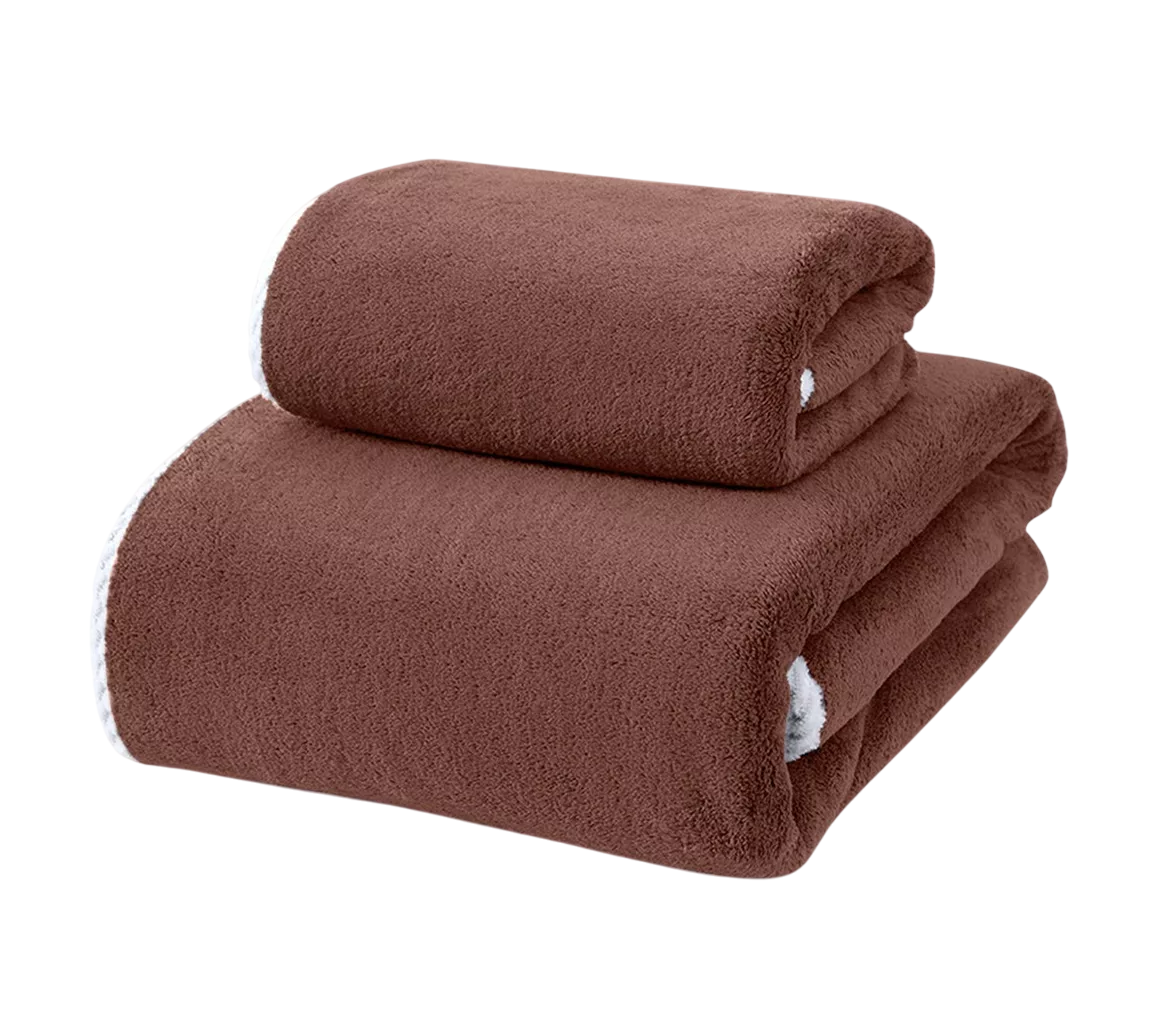 Foto 4 pulgar | Toalla De Baño Grande Lana Coral Suave 150 X 80 Cm Y 40 X 80 Cm 760 G 2 Pcs Marrón