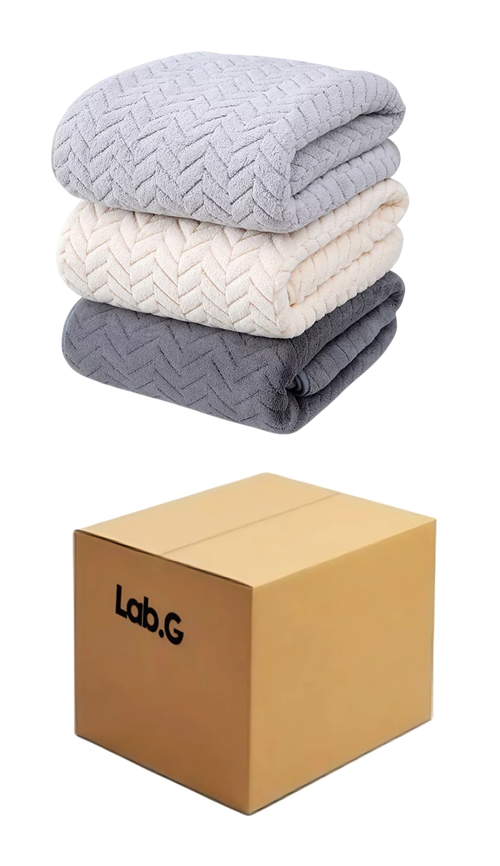 Toallas De Baño Completo Grande 70×140 Cm 3 Piezas, Gris Oscuro+ Gris Claro + Beige