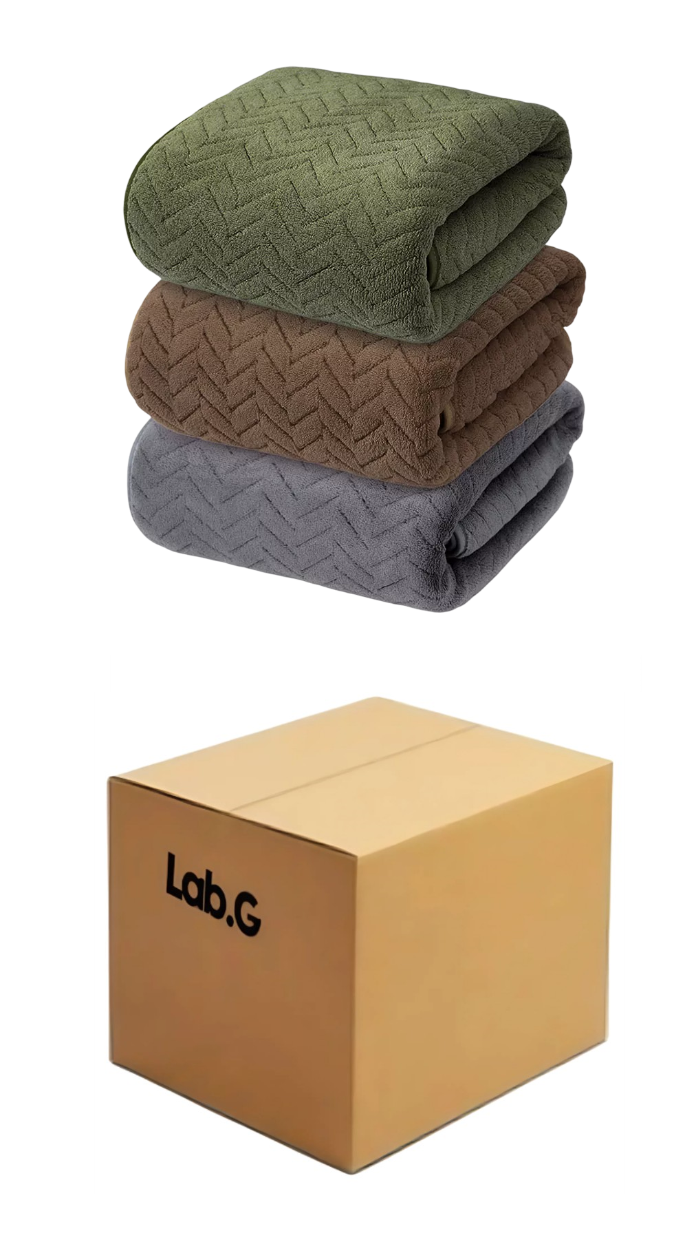 Toallas De Baño Completo Grande 70 × 140 Cm 3 Piezas, Gris Oscuro Café Oscuro, Verde