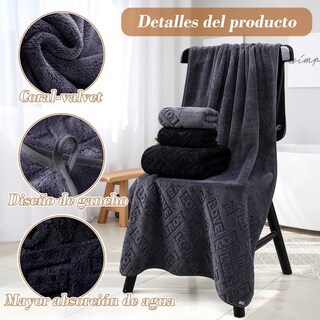 Foto 4 | Toallas De Baño Completo, Juego 4 Piezas Eo Safe Imports Esi-18915 Negro