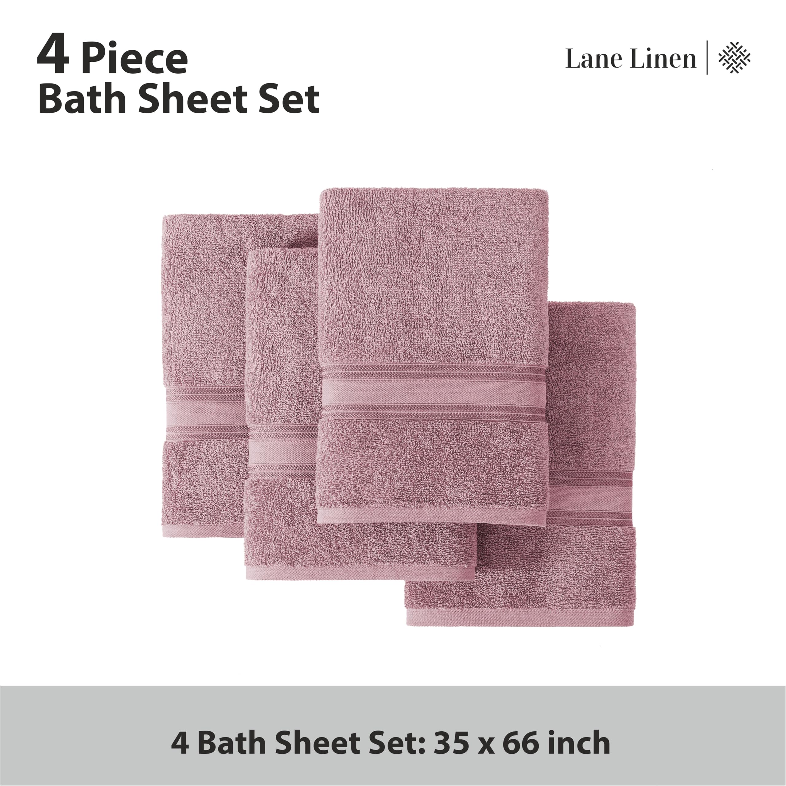 Foto 5 pulgar | Toallas De Baño Lane Linen Wishful Mauve, 100% Algodón, 4 Piezas - Venta Internacional.