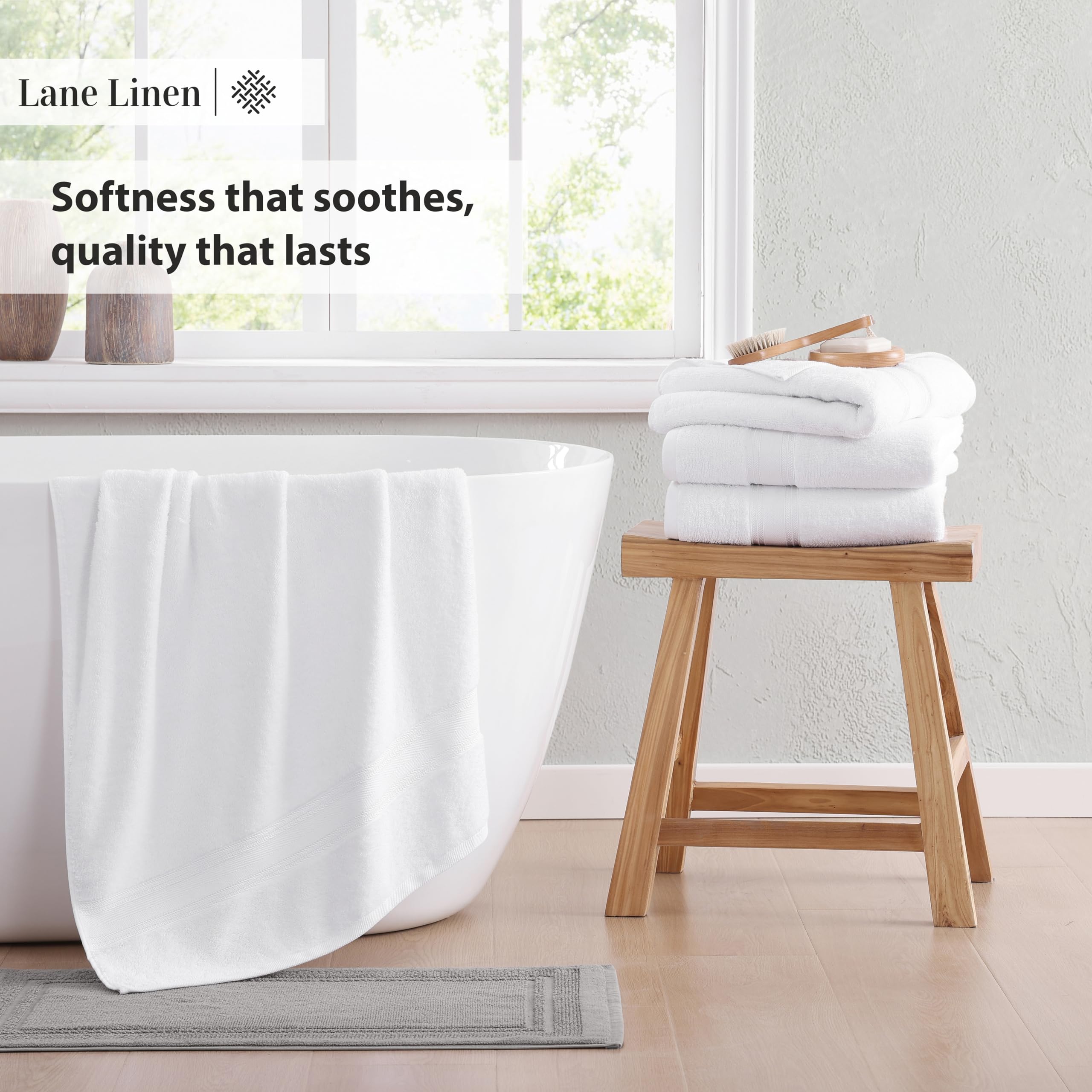 Foto 4 | Juego De Toallas De Baño Lane Linen Luxury, 12 Piezas, 100% Algodón, Color Blanco - Venta Internacional.