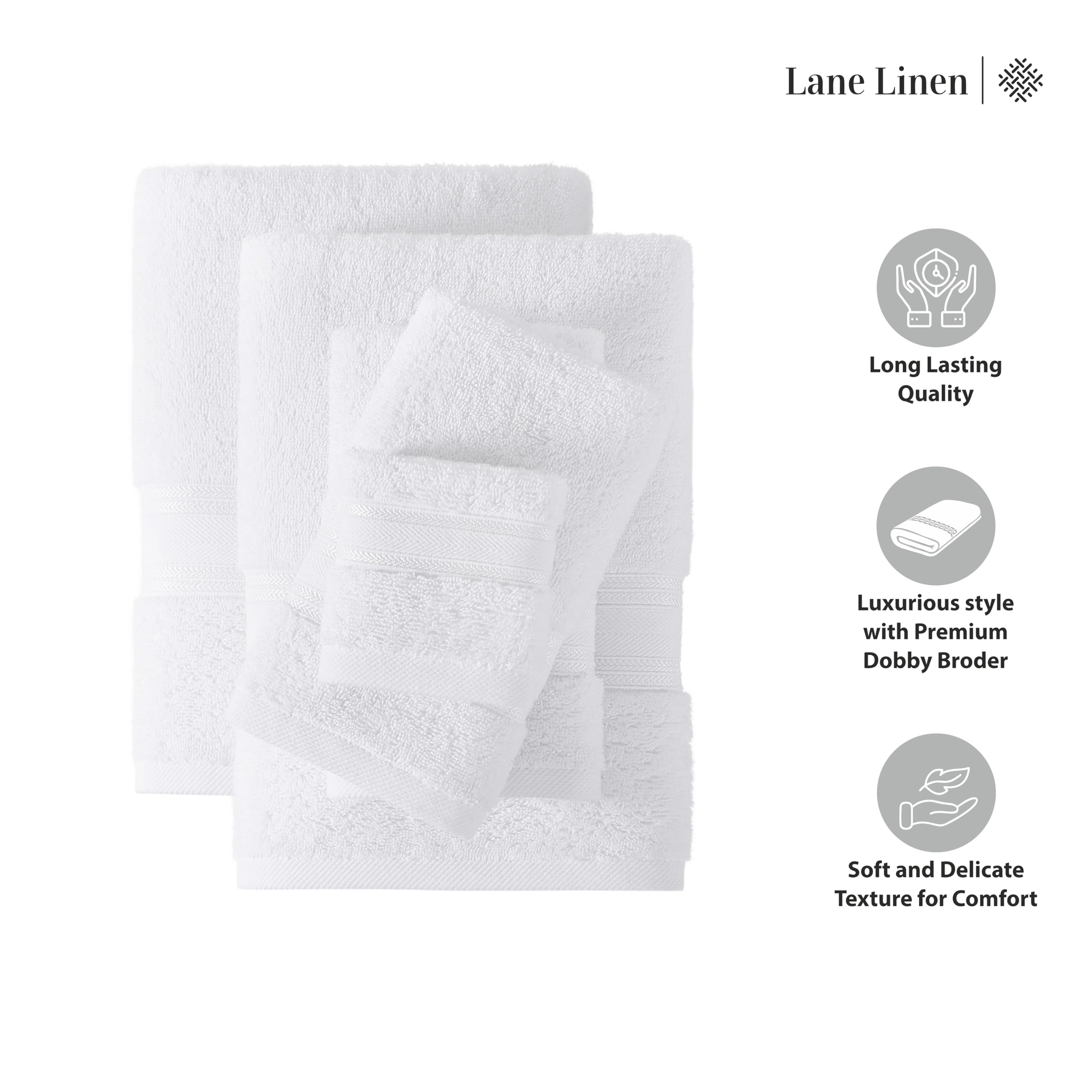 Foto 7 pulgar | Juego De Toallas De Baño Lane Linen Luxury, 12 Piezas, 100% Algodón, Color Blanco - Venta Internacional.