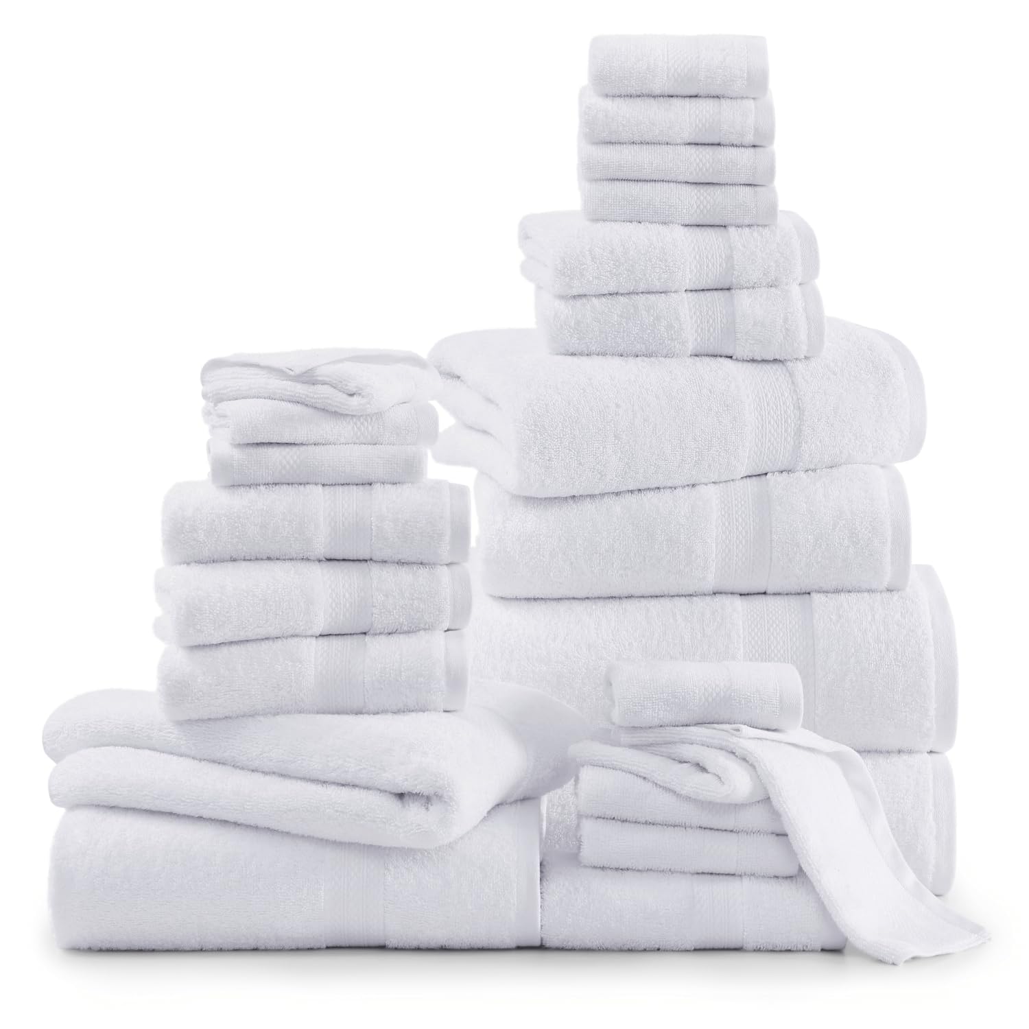 Juego De Toallas Lane Linen, 100% Algodón, 24 Unidades, De Secado Rápido, Color Blanco - Venta Internacional. $2,227