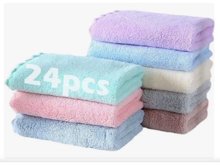 24pcs Xtellar Toalla Facial De Baño De Colors Algodón 100% 30x30cm $819