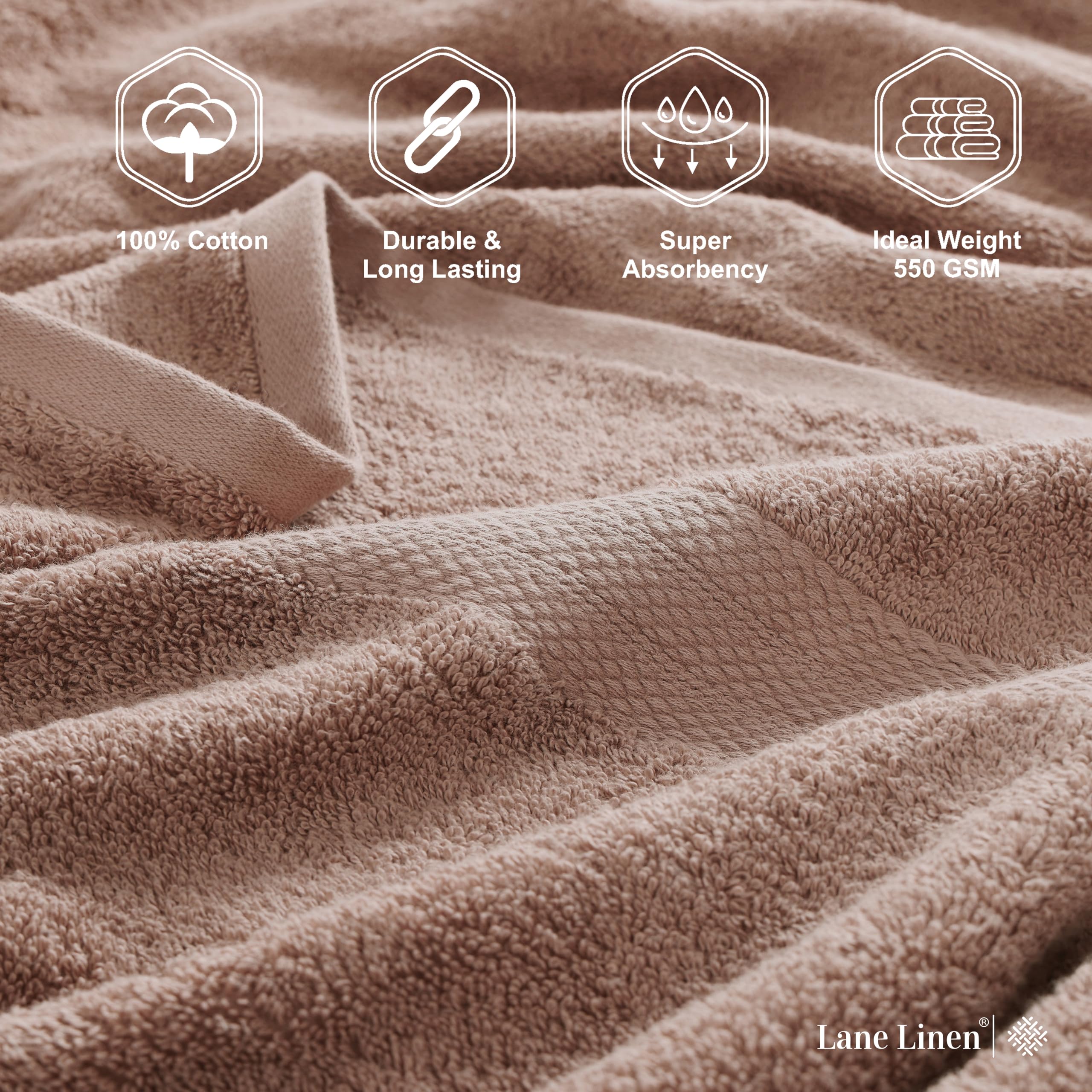 Foto 6 | Juego De Toallas De Baño Lane Linen, 100% Algodón, Extra Grandes, Paquete De 4, Color Topo - Venta Internacional.
