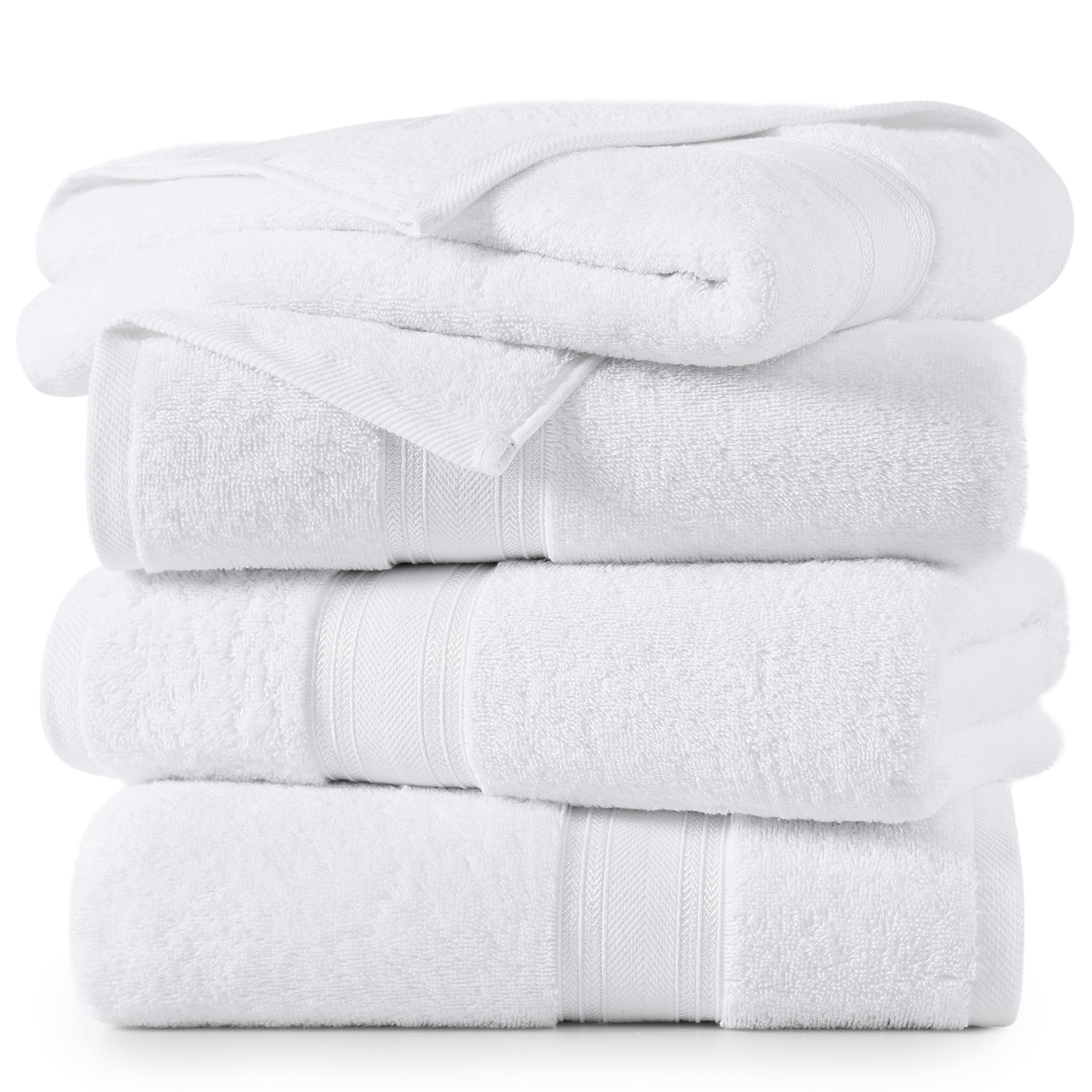Foto 2 | Juego De 4 Toallas De Baño Lane Linen, Extra Grandes, 100% Algodón, Color Blanco - Venta Internacional.