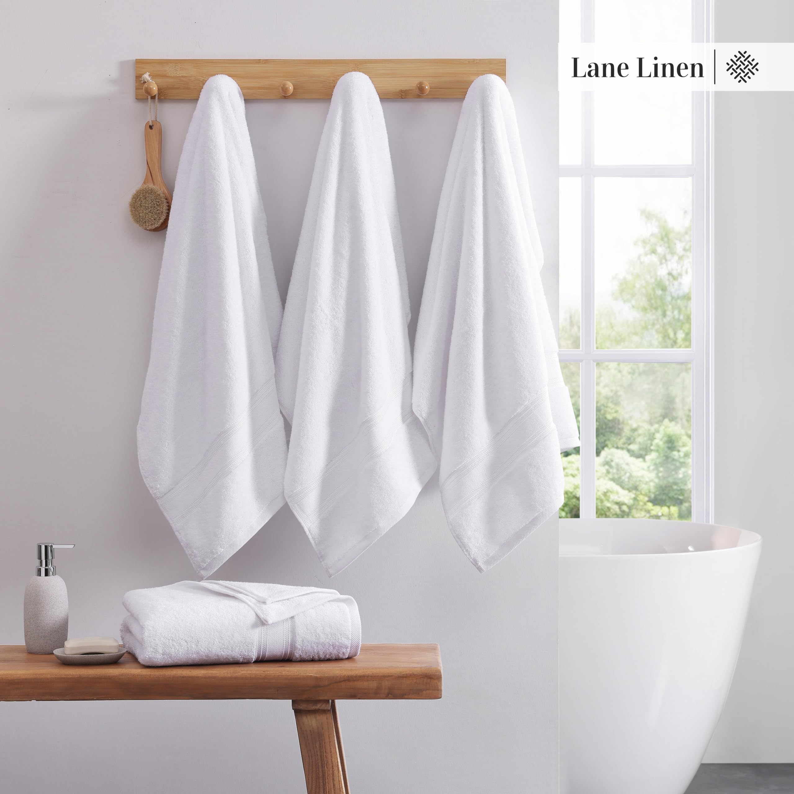 Foto 4 pulgar | Juego De 4 Toallas De Baño Lane Linen, Extra Grandes, 100% Algodón, Color Blanco - Venta Internacional.