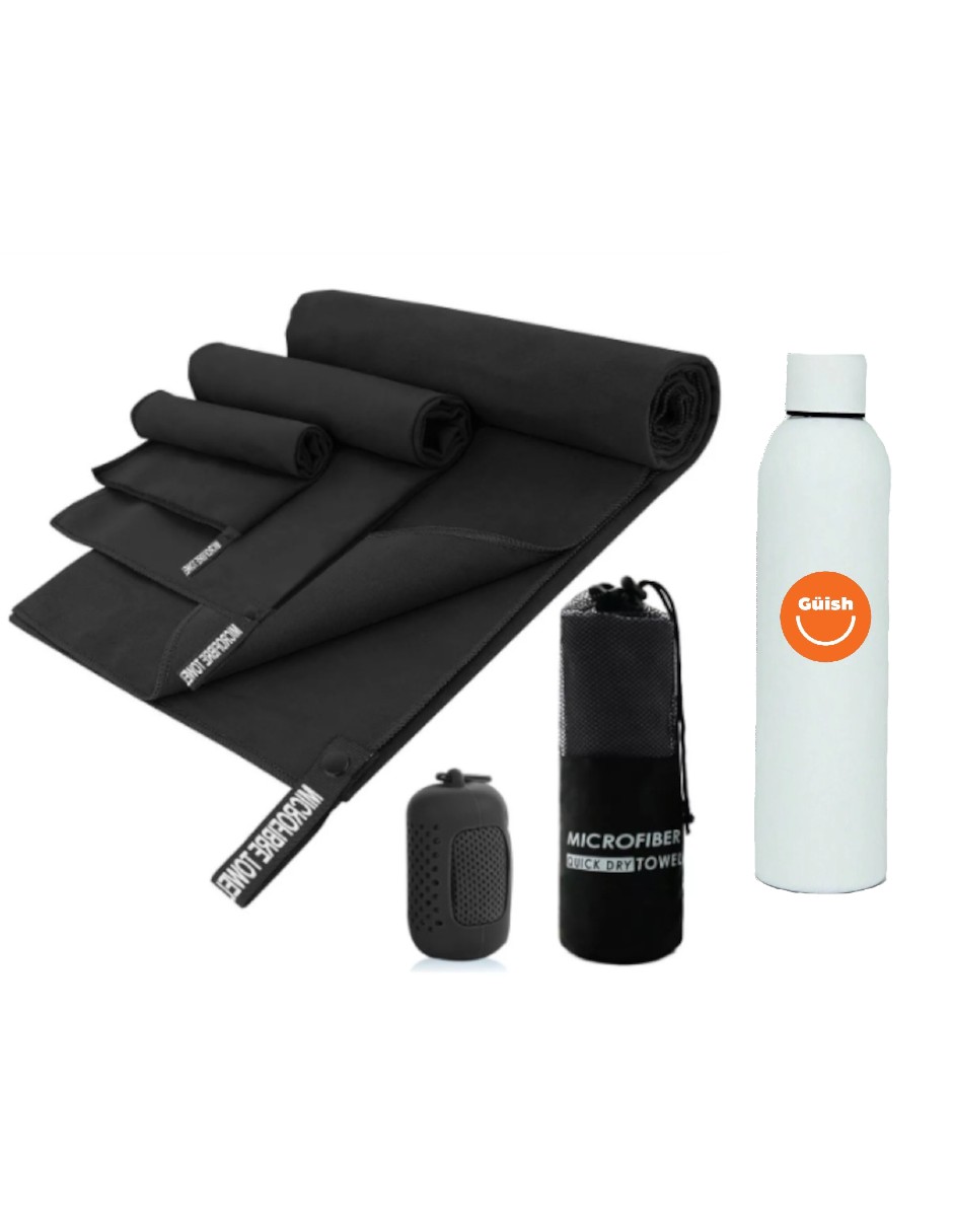 Toalla Microfibra 3+1 Paquetes Negro+ Termo Güish