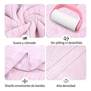 Foto 4 | Set 2 Toallas Baño Microfibra, Lana Suave De Alta Densidad Lab.g Rosa
