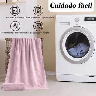 Foto 5 | Set 2 Toallas Baño Microfibra, Lana Suave De Alta Densidad Lab.g Rosa