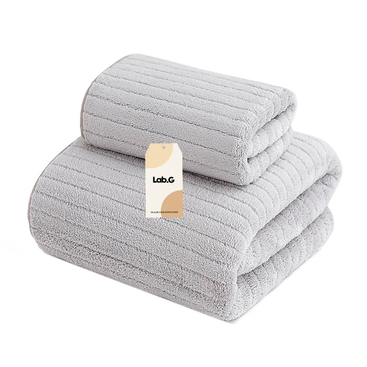 Set 2 Toallas Baño Lana Suave De Alta Densidad Lab.g Gris