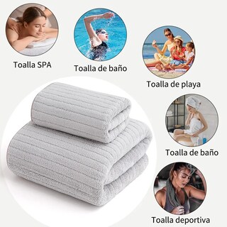 Foto 3 | Set 2 Toallas Baño Lana Suave De Alta Densidad Lab.g Gris