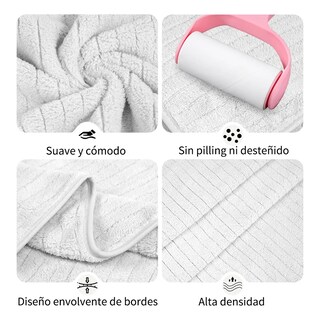Foto 4 | Set 2 Toallas Baño Lana Suave De Alta Densidad Lab.g Gris