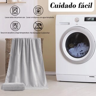 Foto 5 | Set 2 Toallas Baño Lana Suave De Alta Densidad Lab.g Gris