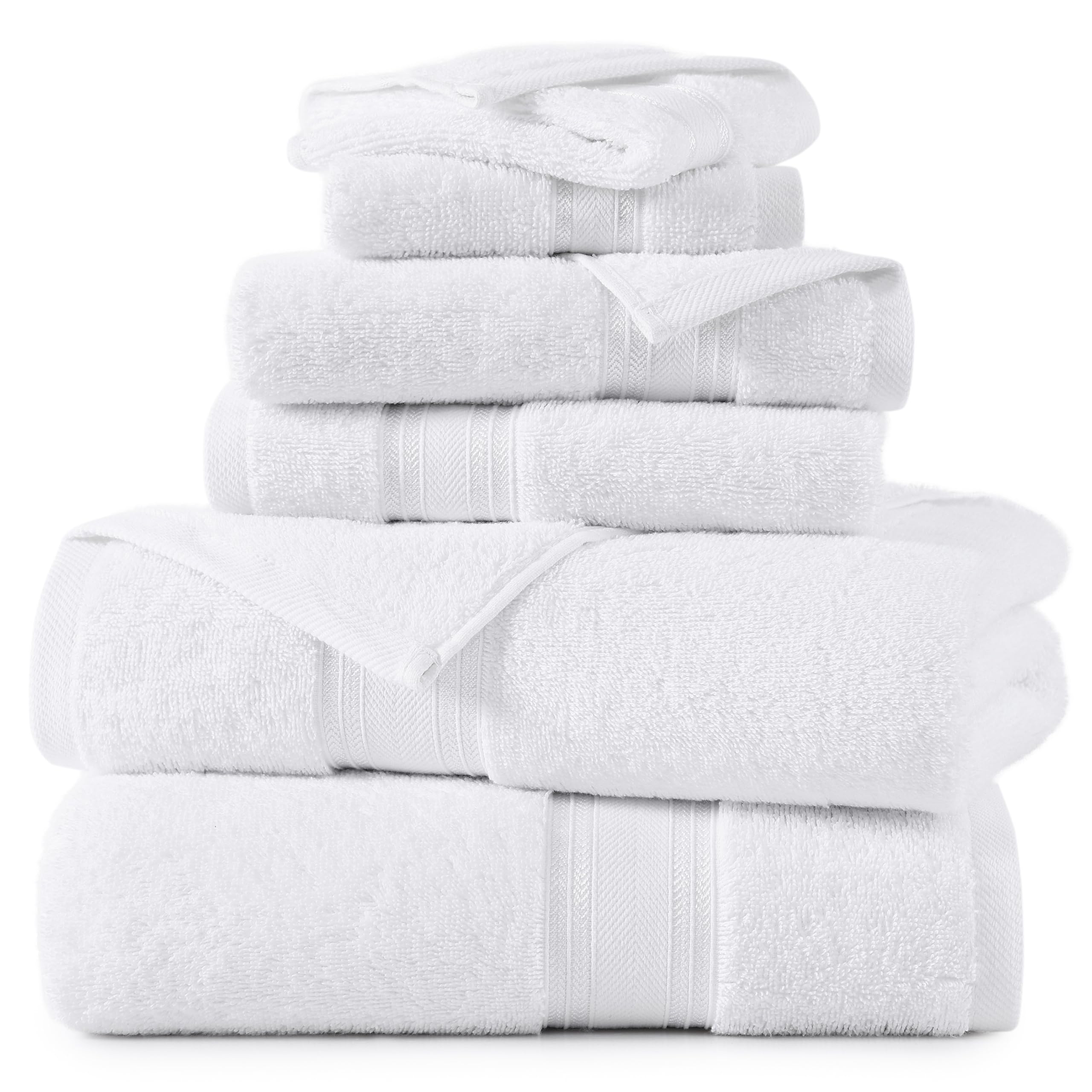 Foto 2 | Juego De Toallas De Baño Lane Linen Luxury  6 Piezas  100% Algodón  Color Blanco - Venta Internacional.