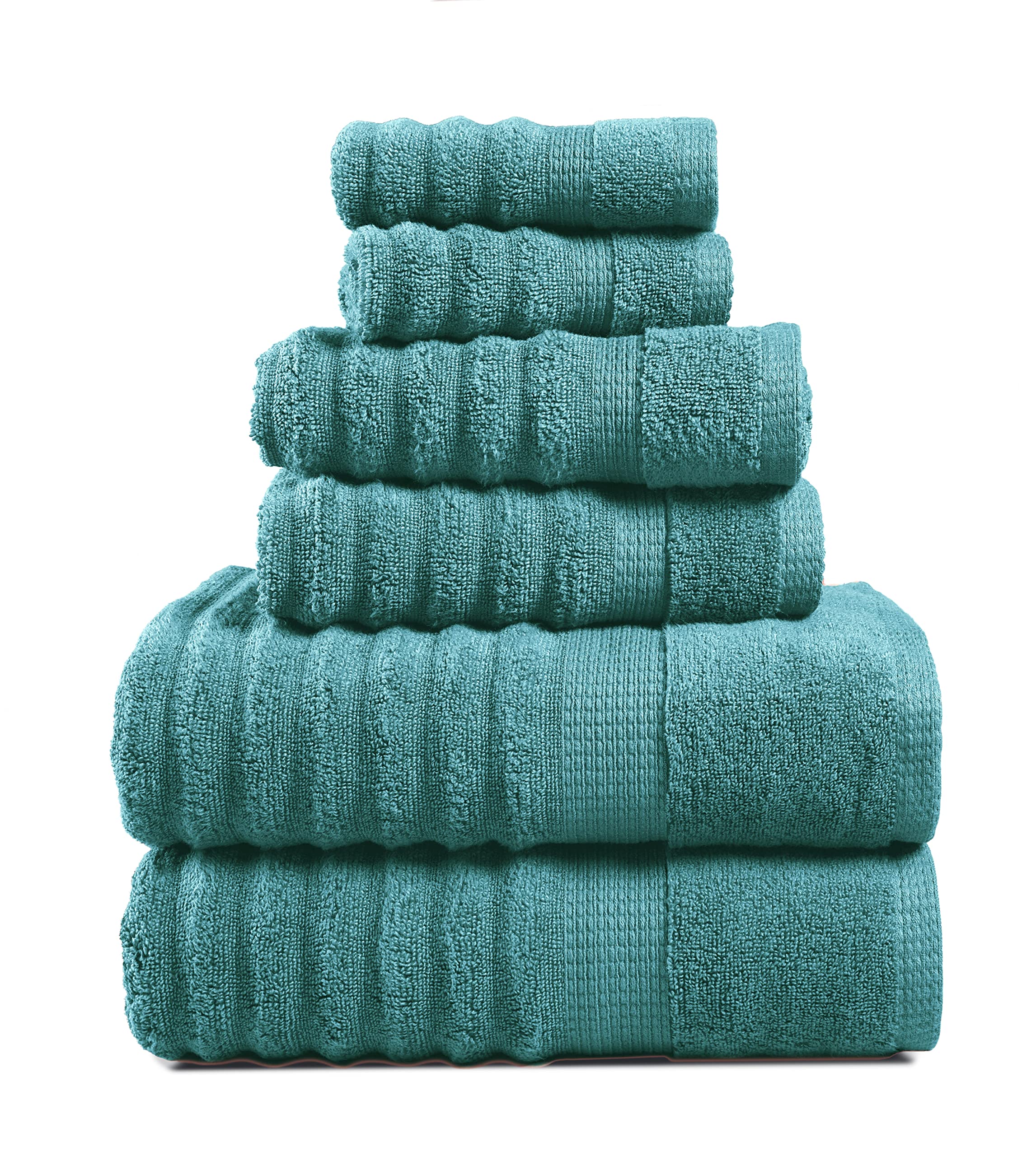 Foto 1 | Juego De Toallas Lane Linen Para Baño Grande  100% Algodón (juego De 6 Piezas)  Color Verde Azulado - Venta Internac