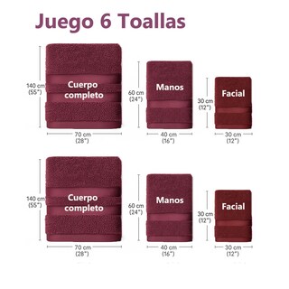 Foto 3 | Juego De 6 Toallas De Microfibra Suaves Y Absorbentes Moka| Cuerpo Manos Y Facial | Kyuden Home