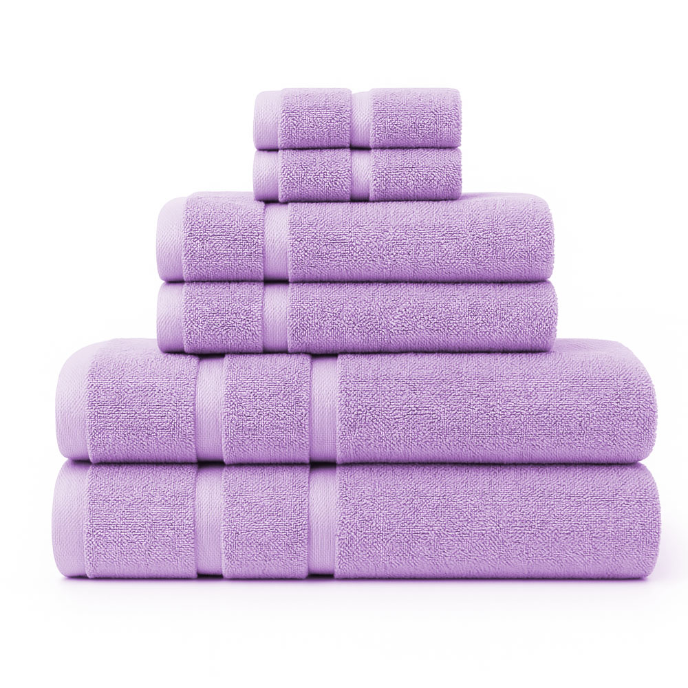 Juego De 6 Toallas De Microfibra Suaves Y Absorbentes Lila Cuerpo  Manos Y Facial | Kyuden Home
