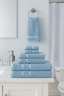 Foto 2 | Juego De 6 Toallas De Microfibra Suaves Y Absorbentes Azul Pastel| Cuerpo Manos Y Facial | Kyuden Home