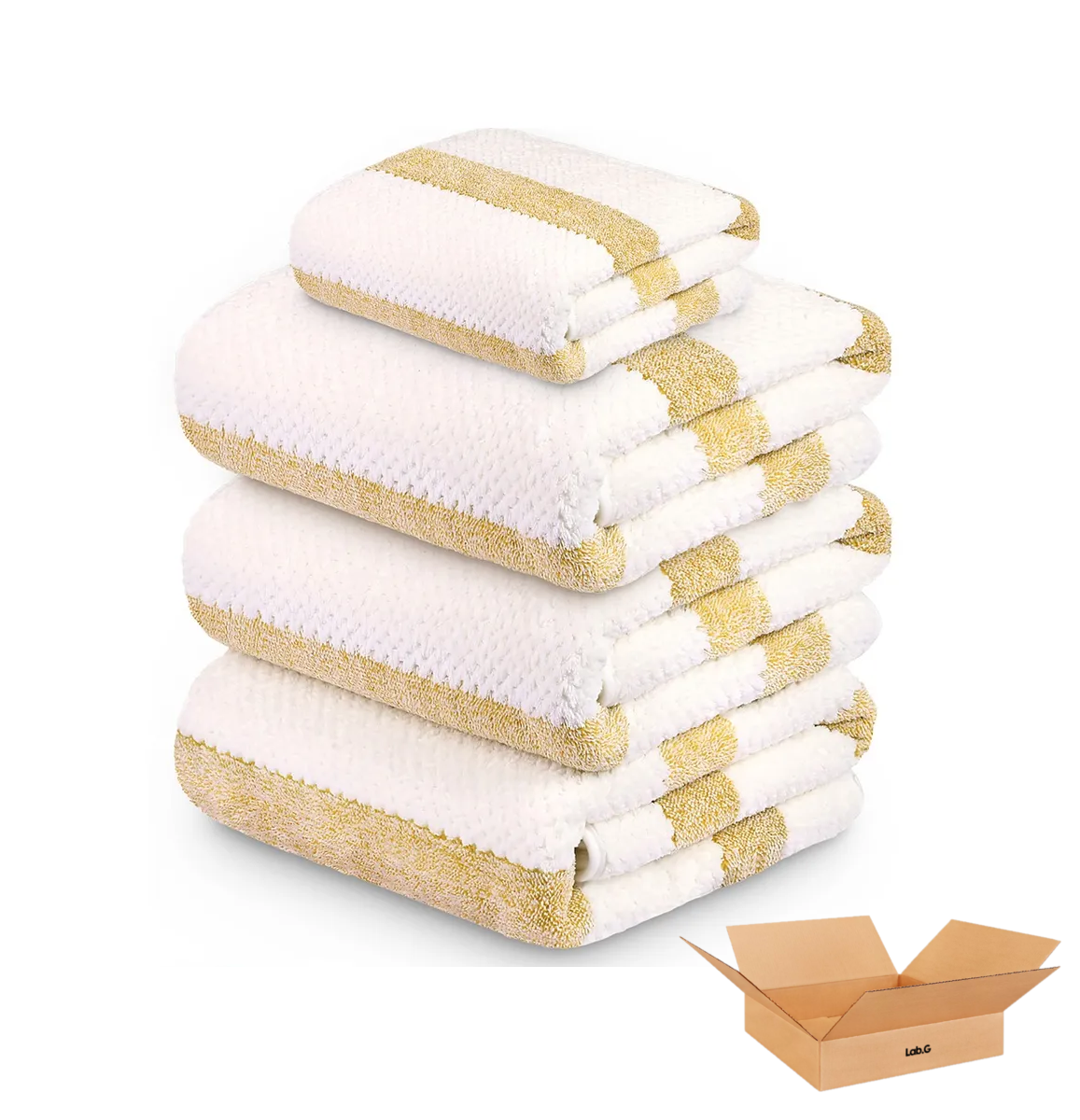 Foto 2 pulgar | ''4pcs Toallas Para Baño  Lab.g Grandes Juego De Toalla Baño 140*70cm Amarillo Blanco ''