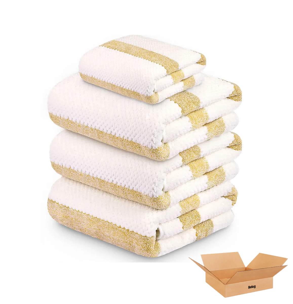''4pcs Toallas Para Baño Belug Grandes Juego De Toalla Baño 140*70cm Amarillo Blanco ''